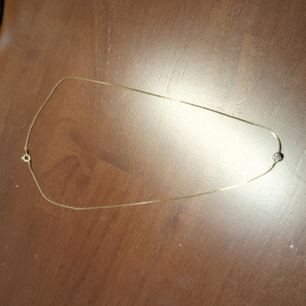Mixed metal necklace with silver ball on vintage gold chain, 20"